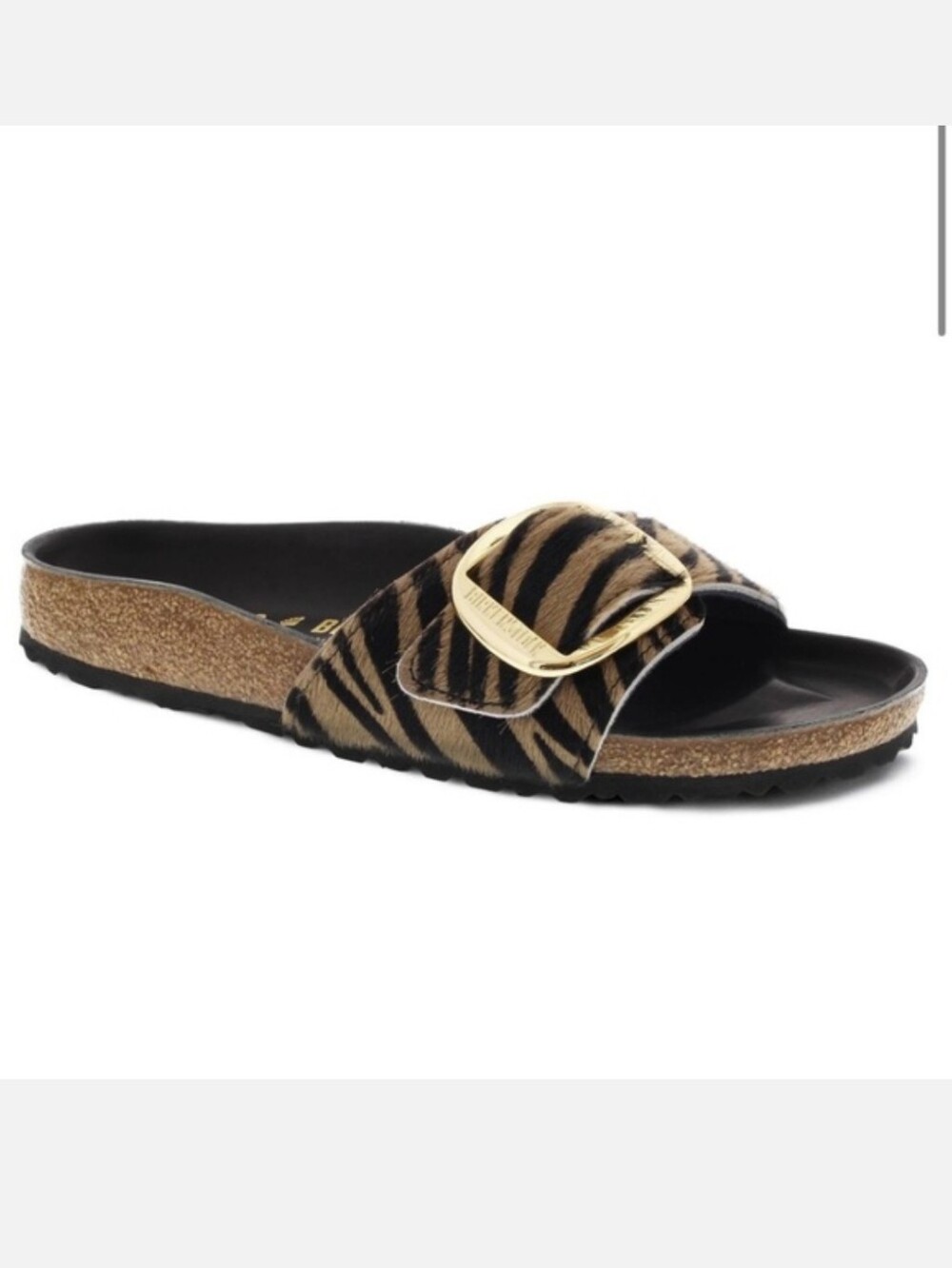 Birkenstock Madrid Cowhide Zebra Tiger One Strap Big Buckle Sandals RARE